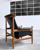 Finn Juhl „Bwana“ Chair Sessel Teak Holz Leder Schwarz Dänemark 1960er Jahre