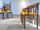 6er Set 1960er Jahre Eiche Massiv Leder Gelb Esszimmer Stühle