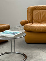 DREIPUNKT MODULAR SECTIONAL SOFA ARMCHAIRS LEATHER YELLOW, GERMANY 1970s