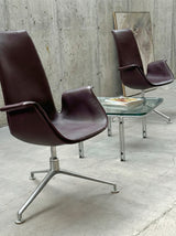 FABRICIUS & KASTHOLM FOR KNOLL FK LOUNGE CHAIR 6727-3G LEATHER ALUMINIUM SWIVEL ARMCHAIR