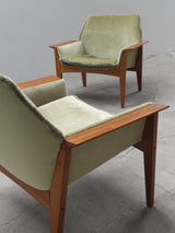 SET OF 2 STEEN ØSTERGAARD FOR JASON MØBLER ‚SENIOR‘ ARMCHAIRS IN TEAKWOOD & MOHAIR, DENMARK 1960s