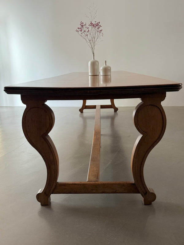 ANTIQUE FRENCH MONASTERY DINING TABLE NUTWOOD 325cm, 19th CENTURY