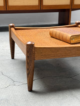 WILHELM KNOLL MODULAR ARMCHAIR COFFEE TABLE SET OAK GREEN VELVET CORDUROY, GERMANY 1960S