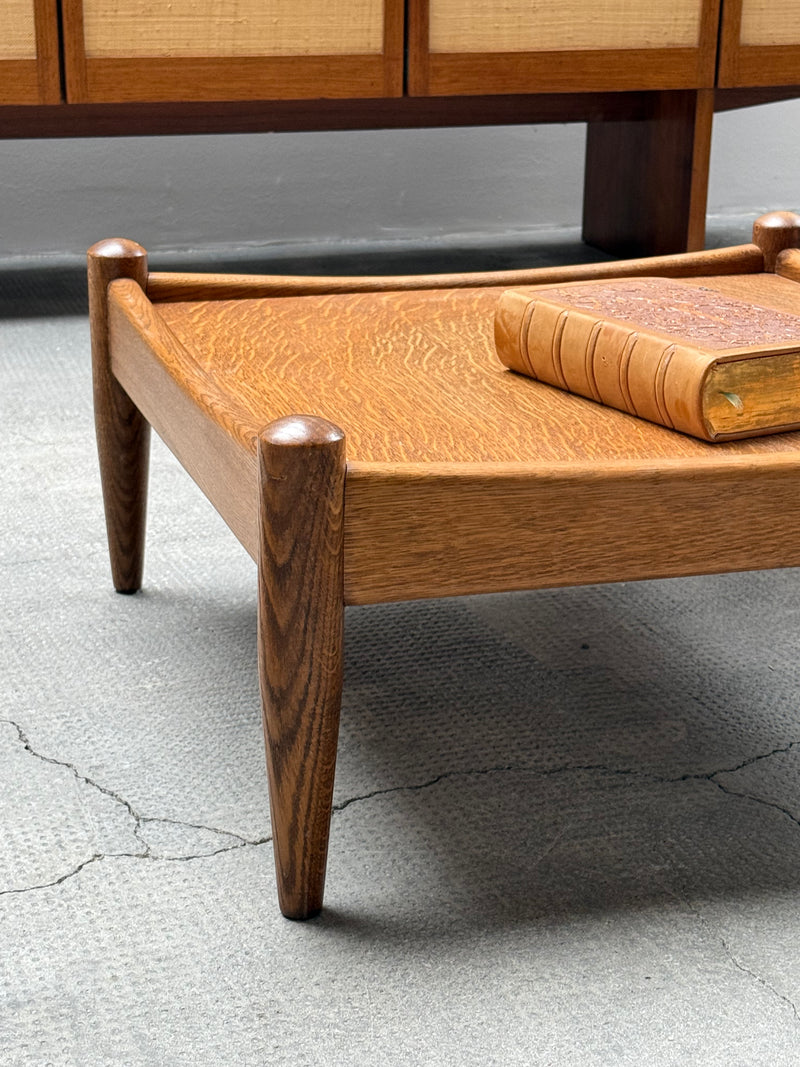 WILHELM KNOLL MODULAR ARMCHAIR COFFEE TABLE SET OAK GREEN VELVET CORDUROY, GERMANY 1960S