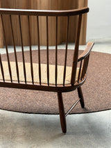 ARNO LAMBRECHT FOR WK-MÖBEL SPINDLE BENCH WOOD RUSH, GERMANY 1950s