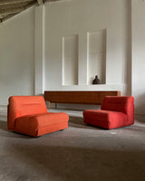 SET OF 2 JO OTTERPOHL FOR COR LOUNGE ARMCHAIRS RED & ORANGE, GERMANY 1960s
