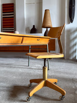 INDUSTRIAL DESK WOOD STEEL 2 COMPARTMENTS, GERMANY 1950s
