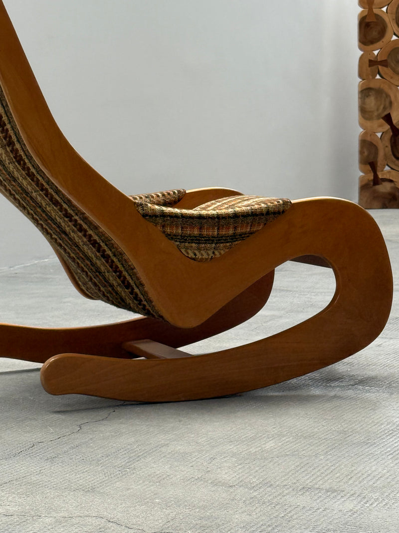 CASALA MIDCENTURY ROCKING CHAIR BEECH WOOD BOUCLÉ, GERMANY 1960s