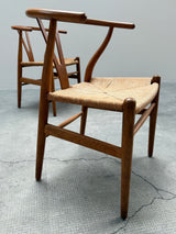 HANS WEGNER FOR CARL HANSEN & SONS „CH24“ WISHBONE CHAIRS OAK PAPERCORD EARLY EDITION, DENMARK 1950S