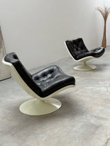 GEOFFREY HARCOURT F976 SPACE AGE TULIP SWIVEL CHAIRS LEATHER, NETHERLANDS 1970s