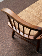 ARNO LAMBRECHT FOR WK-MÖBEL SPINDLE BENCH WOOD RUSH, GERMANY 1950s