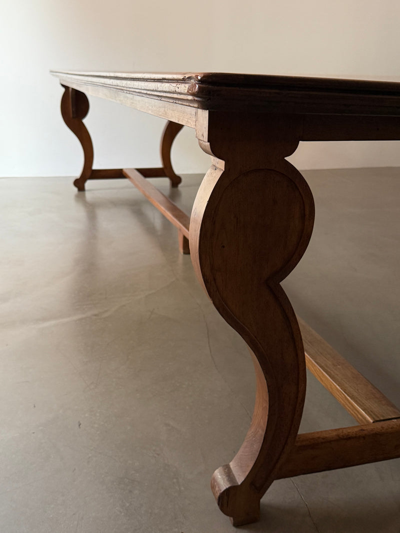 ANTIQUE FRENCH MONASTERY DINING TABLE NUTWOOD 325cm, 19th CENTURY