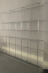 POUL CADOVIUS FOR ROYAL SYSTEM „ABSTRACTA“ MODULAR SHELF CHROME GLASS, DENMARK 1960S
