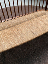 ARNO LAMBRECHT FOR WK-MÖBEL SPINDLE BENCH WOOD RUSH, GERMANY 1950s