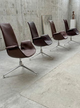 FABRICIUS & KASTHOLM FOR KNOLL FK LOUNGE CHAIR 6727-3G LEATHER ALUMINIUM SWIVEL ARMCHAIR