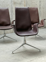 FABRICIUS & KASTHOLM FOR KNOLL FK LOUNGE CHAIR 6727-3G LEATHER ALUMINIUM SWIVEL ARMCHAIR