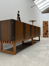 MIDCENTURY BOG OAK SIDEBOARD WITH 4 DOORS AND HIDDEN DRAWERS, 1960s