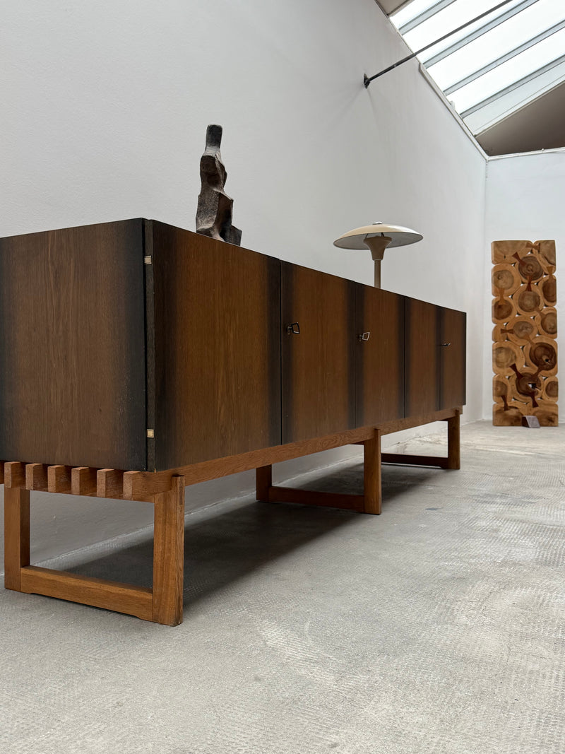 MIDCENTURY BOG OAK SIDEBOARD WITH 4 DOORS AND HIDDEN DRAWERS, 1960s