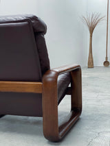 BURKHARD VOGTHERR FOR ROSENTHAL STUDIOLINE „HOMBRE“ ARMCHAIR & 3-SEATER SOFA ASH WOOD LEATHER, GERMANY 1970s