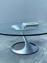 KNUT HESTERBERG FOR BACHER SCULPTURAL COFFEE TABLE ALUMINIUM GLASS, GERMANY 1960s