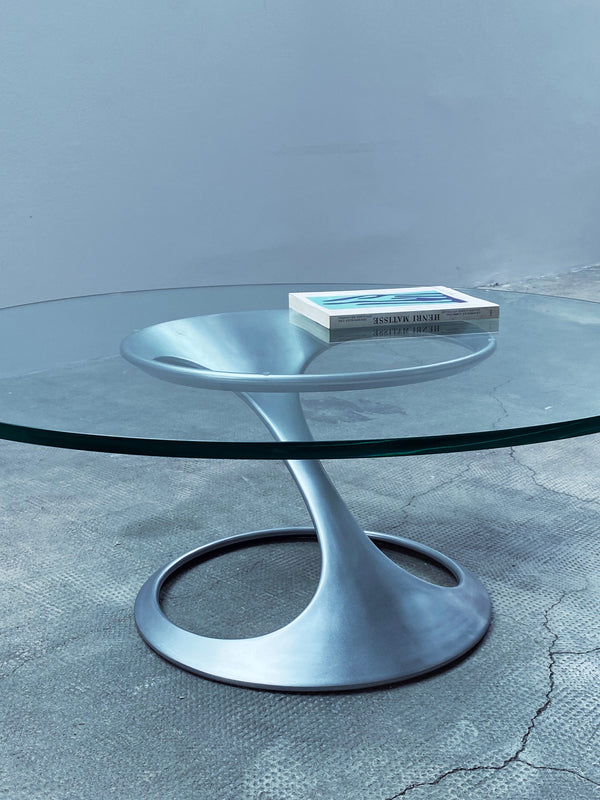 KNUT HESTERBERG FOR BACHER SCULPTURAL COFFEE TABLE ALUMINIUM GLASS, GERMANY 1960s