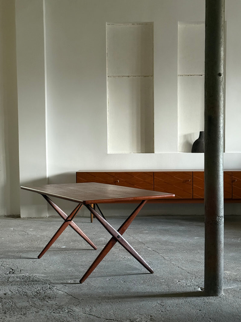 HANS WEGNER FOR ANDREAS TUCK AT-303 TEAK & OAK WOOD DESK / DINING TABLE, DENMARK 1960s