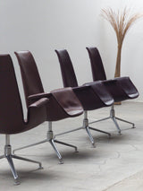 FABRICIUS & KASTHOLM FOR KNOLL ‚FK LOUNGE CHAIR 6725‘ LEATHER ALUMINIUM SWIVEL ARMCHAIR