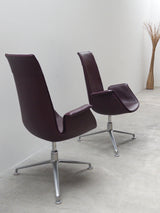 FABRICIUS & KASTHOLM FOR KNOLL ‚FK LOUNGE CHAIR 6725‘ LEATHER ALUMINIUM SWIVEL ARMCHAIR