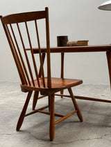 DESK IN SOLID WOOD WITH SPINDLE BACK CHAIR 1950s