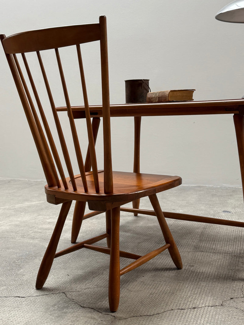 DESK IN SOLID WOOD WITH SPINDLE BACK CHAIR 1950s