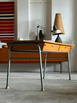 INDUSTRIAL DESK WOOD STEEL 2 COMPARTMENTS, GERMANY 1950s