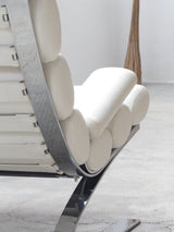 COR ‚SINUS‘ CANTILEVER LOUNGE CHAIR WHITE LEATHER CHROMED PLATED STEEL, GERMANY 1970s