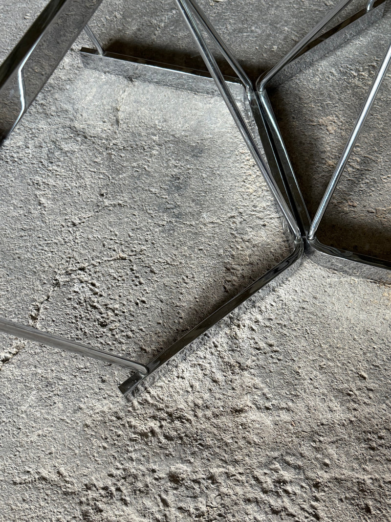 GEORGE NELSON FOR HERMAN MILLER „CATANERY“ COFFEE TABLE GLASS CHROMED STEEL, USA 1960s