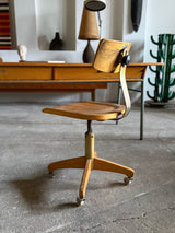 INDUSTRIAL DESK WOOD STEEL 2 COMPARTMENTS, GERMANY 1950s