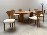 NIELS KOEFOED DINING TABLE & 6 CHAIRS PINE SHEEP, DENMARK 1980s