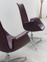 FABRICIUS & KASTHOLM FOR KNOLL ‚FK LOUNGE CHAIR 6725‘ LEATHER ALUMINIUM SWIVEL ARMCHAIR