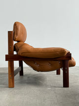 Percival Lafer MP-41 Set Sofa Sessel Ottoman Couchtisch Cognac Leder, Brasilien 1970er Jahre