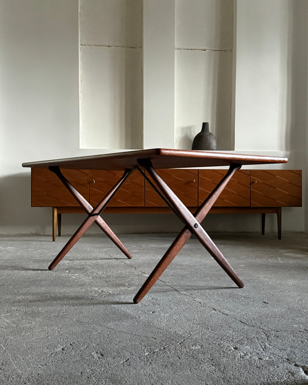 HANS WEGNER FOR ANDREAS TUCK AT-303 TEAK & OAK WOOD DESK / DINING TABLE, DENMARK 1960s