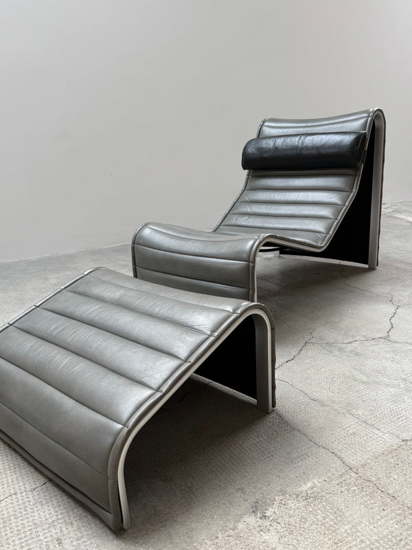 ERIC SIGFRID PERSSON FOR MÖBELKULTUR AB CHAISELONGUE LOUNGER LEATHER, SWEDEN 1970S