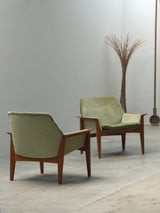 SET OF 2 STEEN ØSTERGAARD FOR JASON MØBLER ‚SENIOR‘ ARMCHAIRS IN TEAKWOOD & MOHAIR, DENMARK 1960s