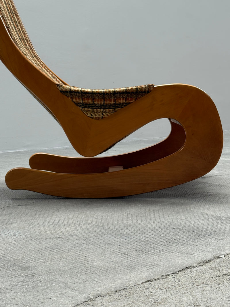 CASALA MIDCENTURY ROCKING CHAIR BEECH WOOD BOUCLÉ, GERMANY 1960s