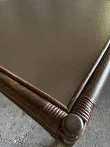 IKEA „BADEN“ BAMBOO COGNAC LEATHER SEATING GROUP 2 ARMCHAIRS, SOFA & COFFEE TABLE, SWEDEN 1970s