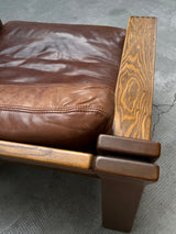 ROLF BENZ ‚RB5200’ ARMCHAIR & SOFA SET OAK WOOD BROWN LEATHER, GERMANY 1970s