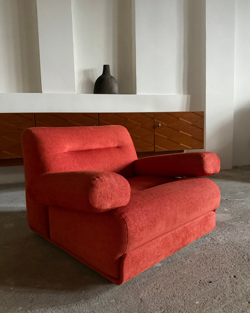 SET OF 2 JO OTTERPOHL FOR COR LOUNGE ARMCHAIRS RED & ORANGE, GERMANY 1960s
