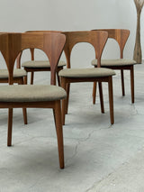 SET OF 6 NIELS KOEFOED FOR KOEFOED HORNSLET „PETER“ TEAK WOOD DINING CHAIRS, DENMARK 1950s