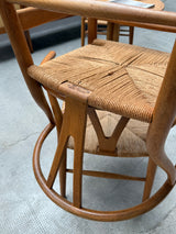 HANS WEGNER FOR CARL HANSEN & SONS „CH24“ WISHBONE CHAIRS OAK PAPERCORD EARLY EDITION, DENMARK 1950S