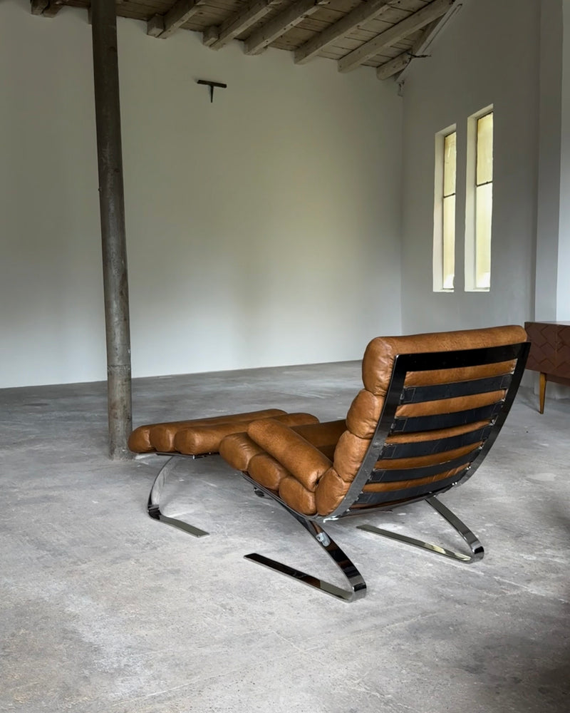 COR SINUS CANTILEVER LOUNGE CHAIR LEATHER CHROME PLATED STEEL, GERMANY 1970s