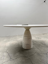 PETER DRAENERT „FINALE 1790“ WHITE LASS MARBLE DINING TABLE ROUND 140cm, GERMANY 1970s