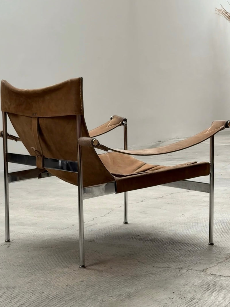 HANS KÖNECKE FOR TECTA D99 ARMCHAIR IN CHROMED STEEL & SUEDE, GERMANY 1960s