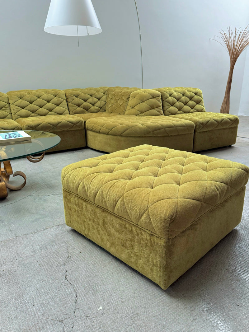 LAAUSER SECTIONAL SOFA ARMCHAIR GREEN VELVET, GERMANY 1970S